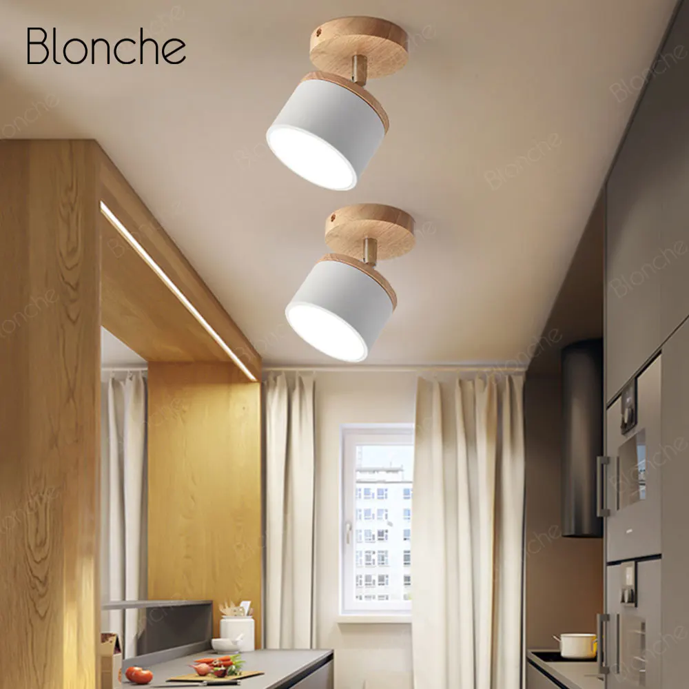 

Nordic Wood Living Room Lights Rotatable Led Ceiling Light Decoration Home Modern Ceiling Lamp for Bedroom Bathroom Kitchen Lamp