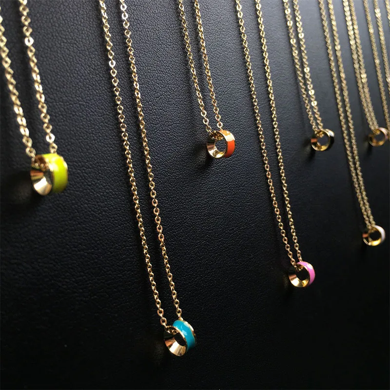 Женское летнее ожерелье с эмалью простой геометрический круг цепочка до ключицы