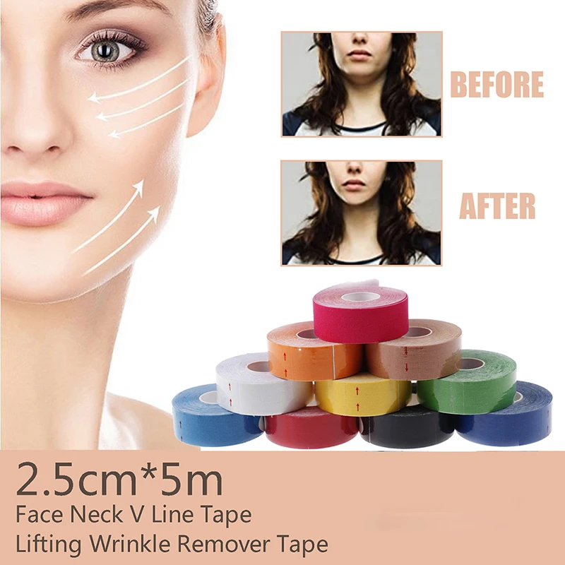 

1Rolls 2.5CM*5M Kinesiology Tape For Face V Line And Neck Eyes Area Lifting Wrinkle Remover Tape