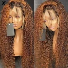 Парик из натуральных кудрявых волос с эффектом омбре, плотность 150%, 13x4