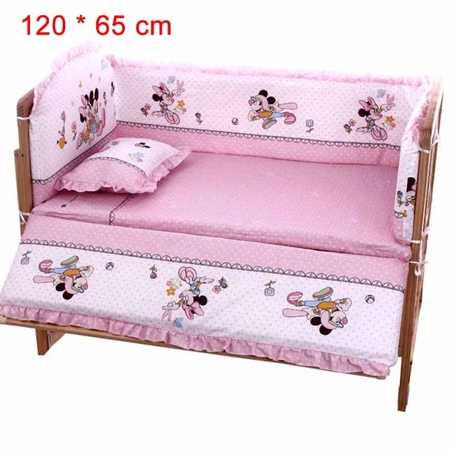 pink 02 5 шт./компл. мультфильм анимированные детская кроватка кровать бампер для новорожденных хлопковое комфортное нижнее белье, Детское покрывало для кровати детские моющиеся Постельное белье - Цвет: pink 02
