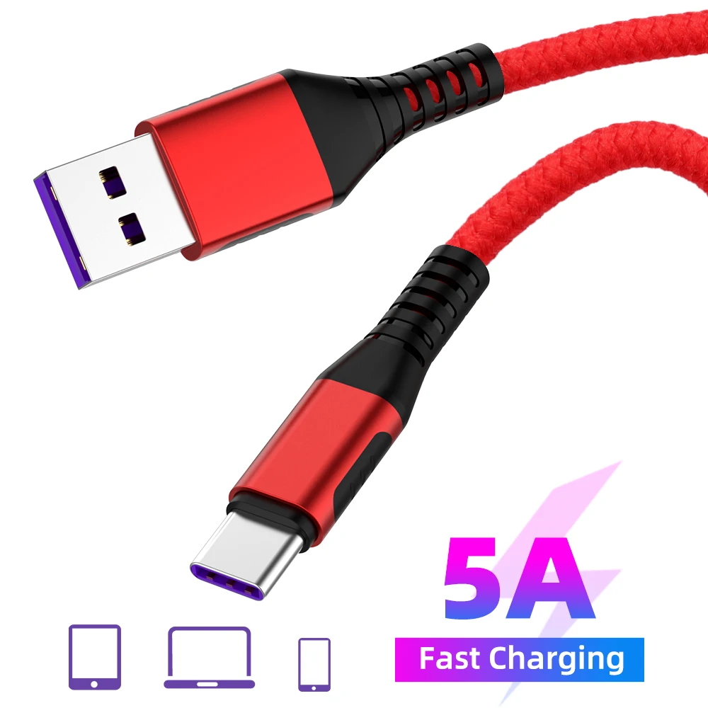 5A usb type-C кабель для huawei mate 20 Pro P30 P20 Pro Lite мобильный телефон USB C Быстрая зарядка зарядное устройство Шнур USB-C type-C кабель