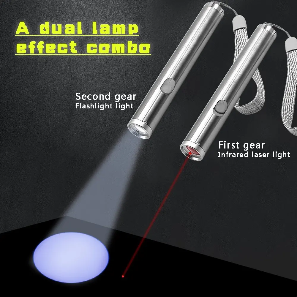 2 in 1 Multi Function Funny Cat Chaser Toys Mini Flashlight Laser LED Pen Light Pointers Pet | Спорт и развлечения