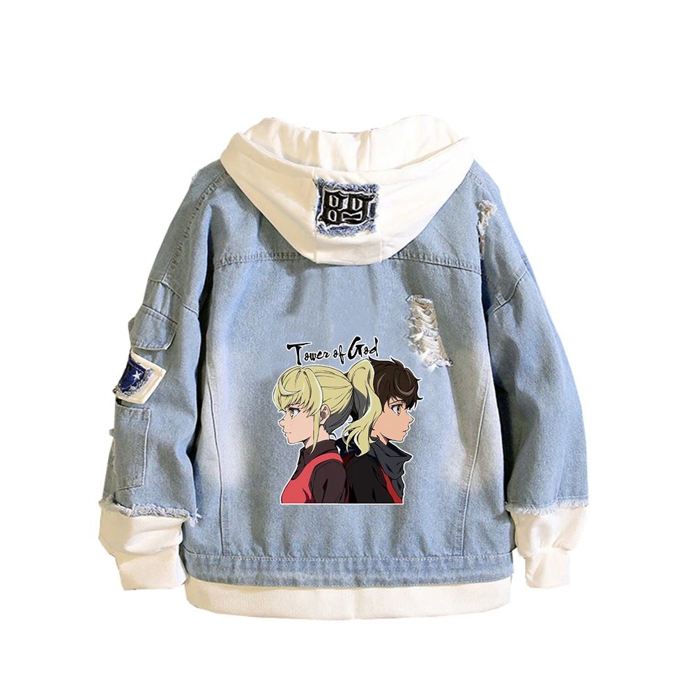 Tower of God Anime Jeans Jacket Women Harajuku Streetwear Long Sleeve Demin Hoodies Unisex Hooded Couple Plus Size Sweatshirt | Женская