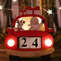 new foreign trade hot sale christmas decorations christmas car calendar with lights wooden ornaments creative ornaments