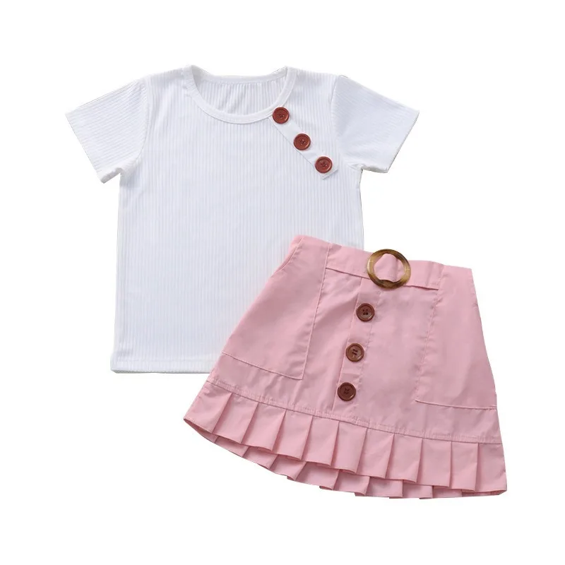 Summer Girls Clothing Sets 2 Pcs Cotton Set Children Girl Outfit Short Sleeve Tee +Skirts for 0-8Year CL315 | Детская одежда и