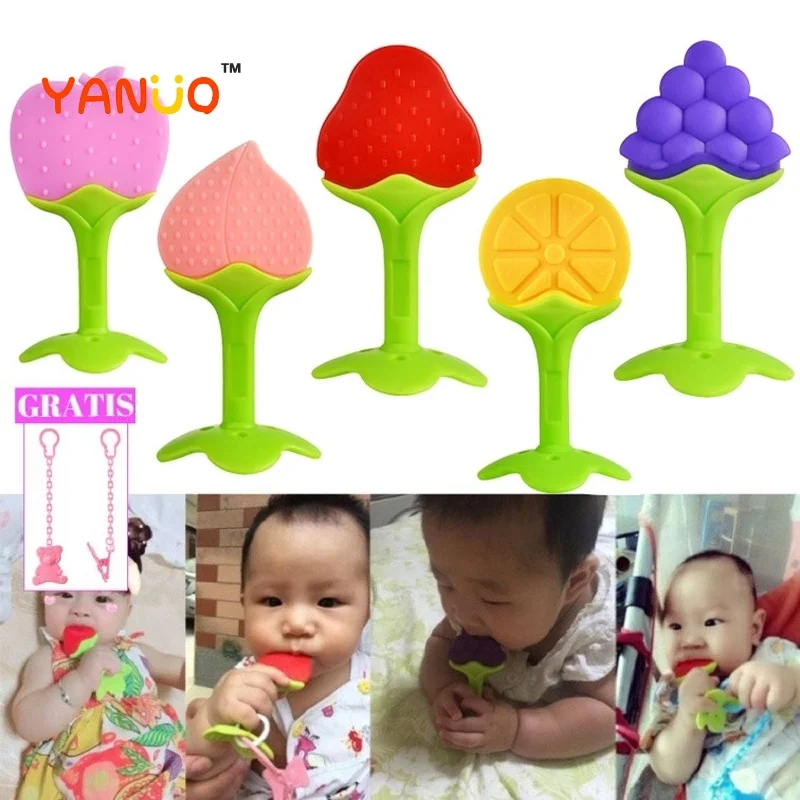 

YANUO Cute Fruit Gums Teether Toy Bite Baby Shape Fruit Growth Baby Chewing Exercises for Babies Baby Toys Supplement Baby Food