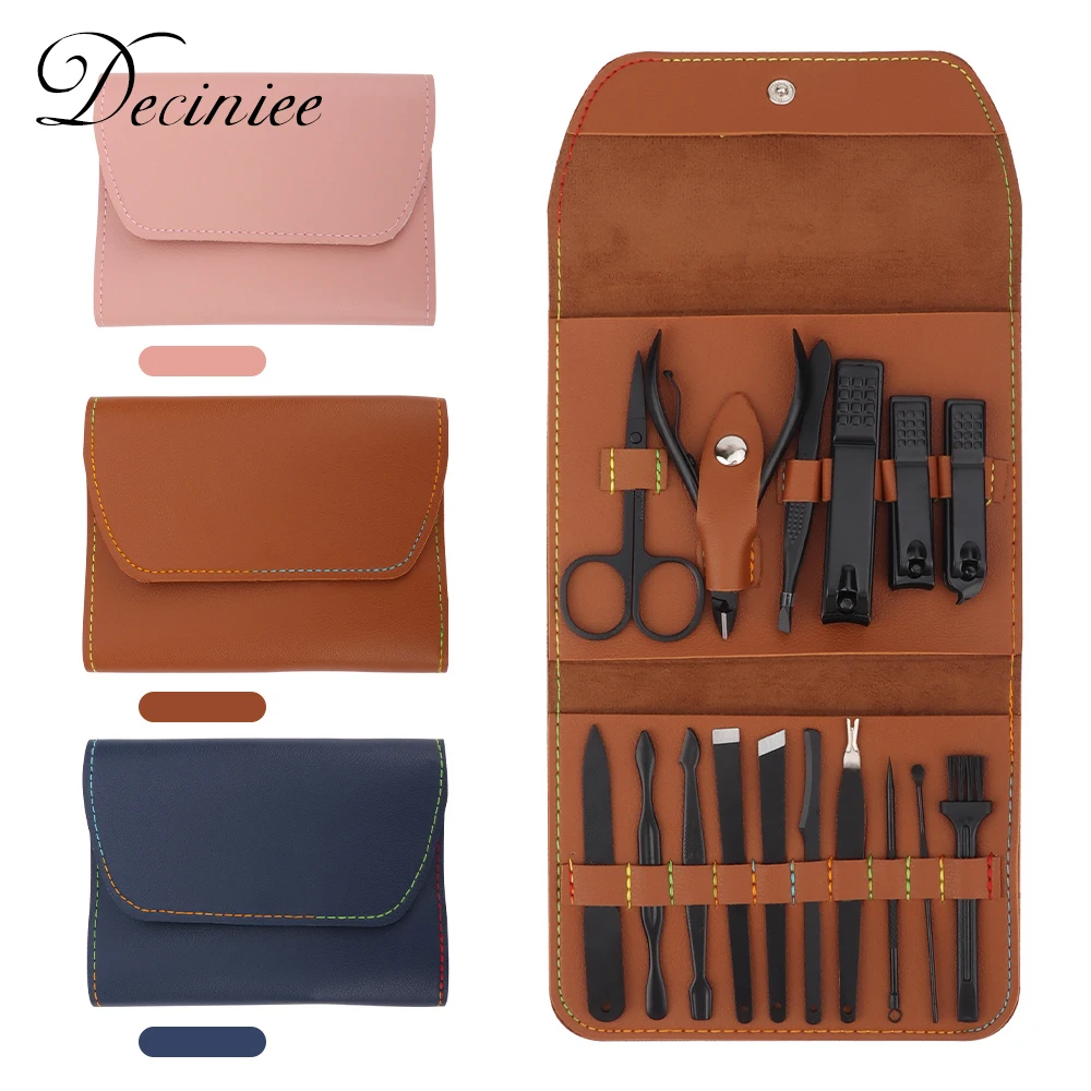 

16pcs Manicure Set Stainless Steel Professional Pedicure Kit Nail Toenail Clipper Scissors Grooming Kit with Leather Travel Case