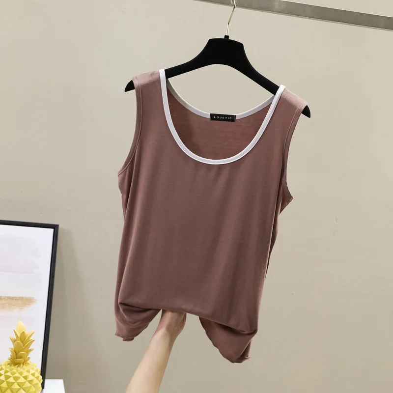 

The new spring and summer modal vest inside and outside wear T-shirt sleeveless bottoming shirt suspenders ladies HZB8