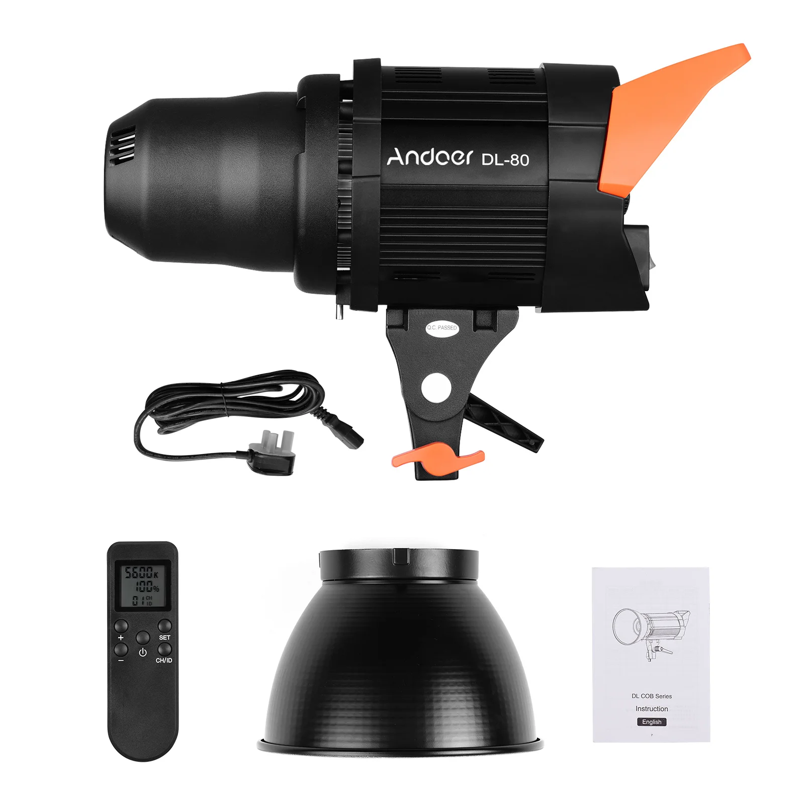 

Andoer DL-80 Photography Lamp Video Focus Light 5600K Dimmable COB LED Video Light with Remote Control for Photography Lighting