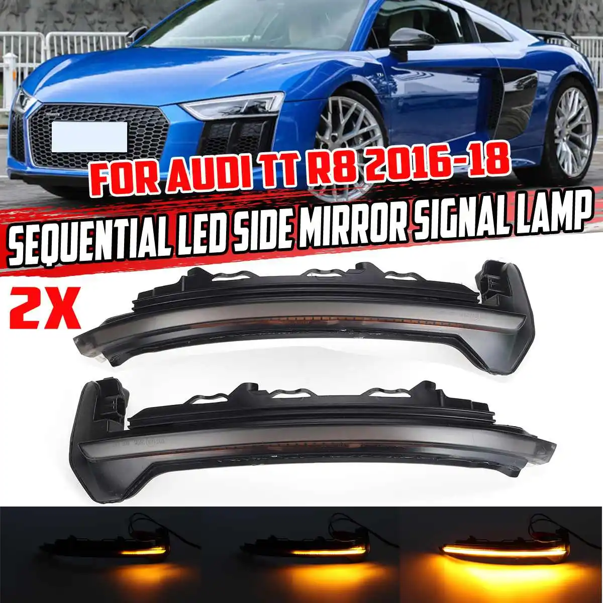 

2pcs LED Dynamic Rearview Side Mirror Light for Audi TT TTS TT RS MK3 8S 2015-2020 R8 2016-2020 Turn Signal Indicator Lamps
