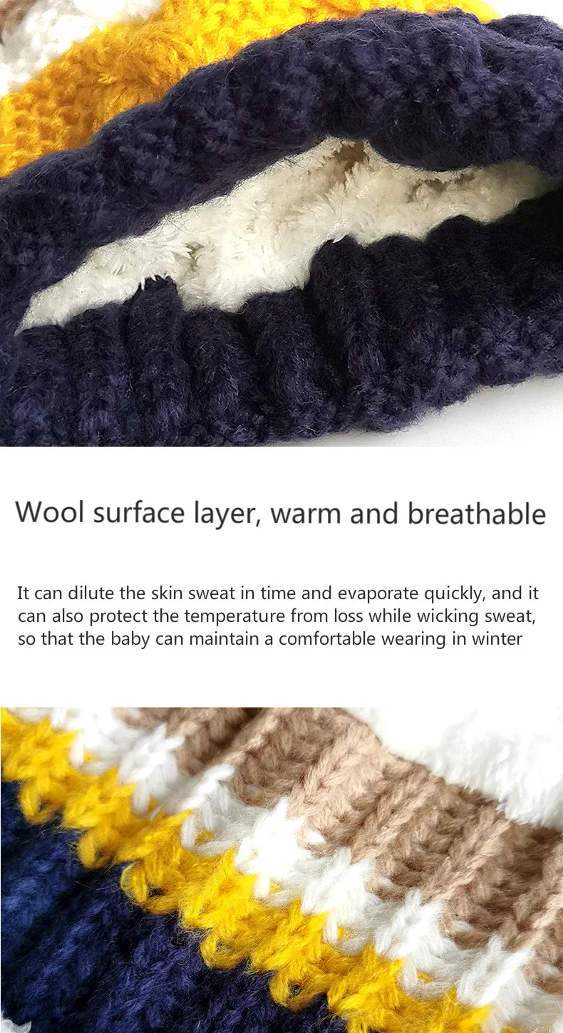 

Kids winter hat, knitted hat, baby hat, children's winter earmuffs hat scarf set beanie plus velvet warmth Unisex New Year gift