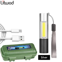 mini led flashlight super bright usb rechargeable 3 modes cob xp g q5 flashlight aluminum alloy waterproof portable camping lamp