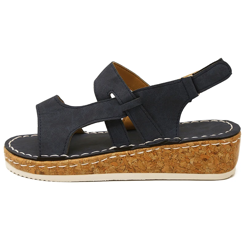 

Summer New Women Sandals Mid Heels Wedge Casual Ladies Shoes Solid Hook & Loop Female Shoes Big Size 36-43 Outdoor Beach