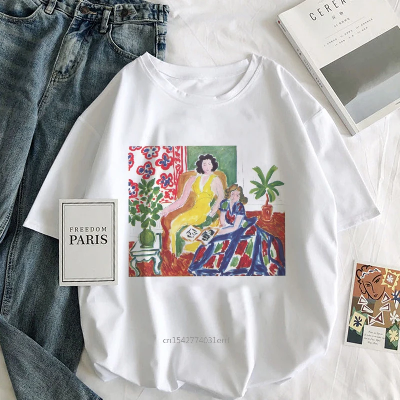 

Women Print Casual Plus Size Clothing Tops Harajuku Vintage Letter T-shirt Vogue Fun Matisse Summer T Shirt