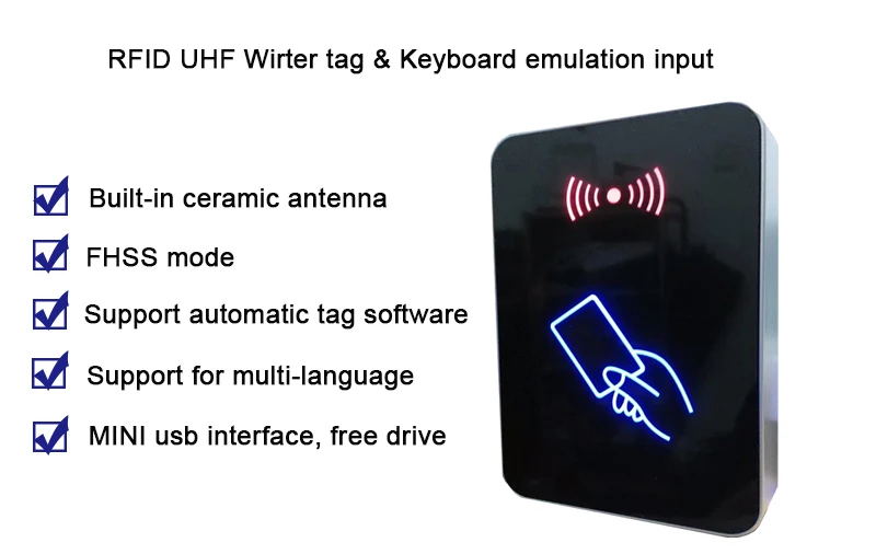 Бесплатное программное обеспечение SDK RFID UHF 860-960 МГц Настольный писатель/считыватель тегов USB ридер моделирование клавиатуры выход для ISO18000-6C EPC Gen2
