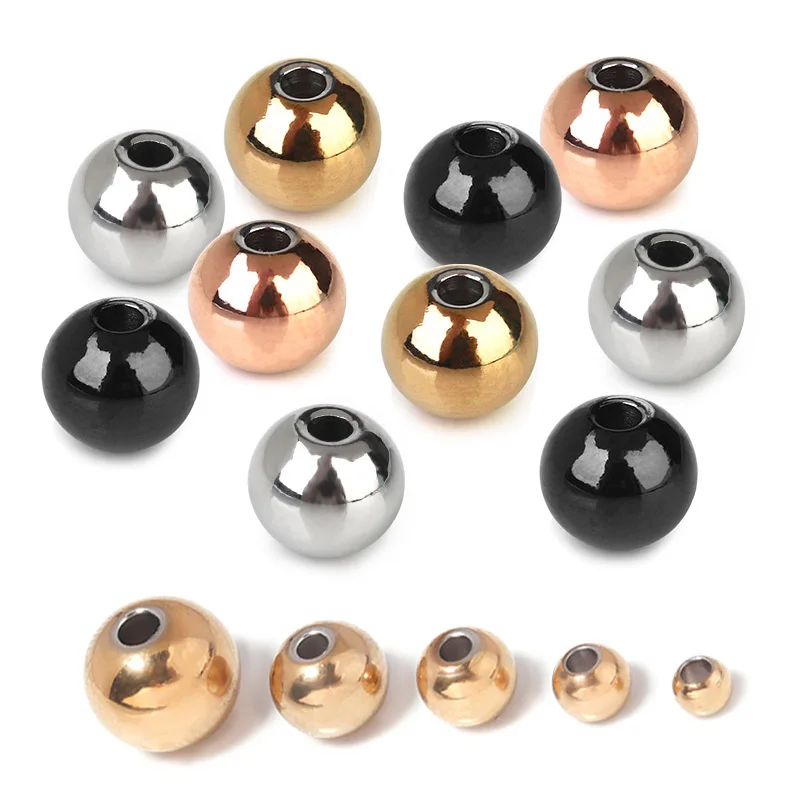 

SAUVOO 20pcs/Lot 3-8mm Stainless Steel Hole Beads Spacer Beads Spacer Loose Beads For Diy Jewelry Making Accessories Charms
