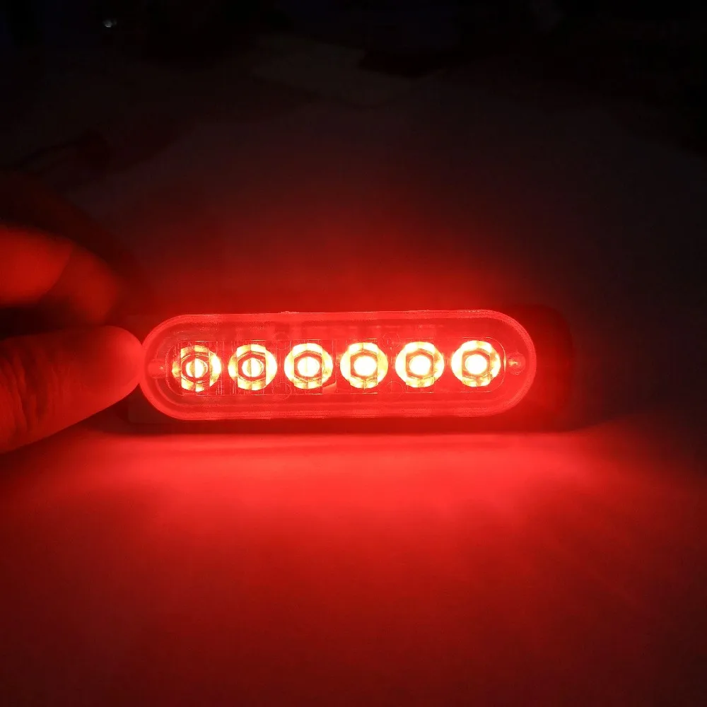 

2Pcs Car Red Strobe Light 6 LED Strobe Signal Warning Light Bar Alarm Flash Bulb Surface Mount Lighthead Lamp 12V-24V
