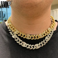 hip hop bling aaa iced out alloy rhinestones coffee bean miami cuban link chain necklace for men jewelry