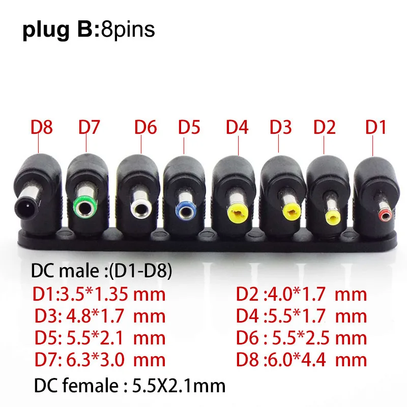 DC female to male AC Power jack tips Plug 5.5mmx2.1mm Supply Adapter connector Kits for Lenovo Thinkpad Laptop video Universal |