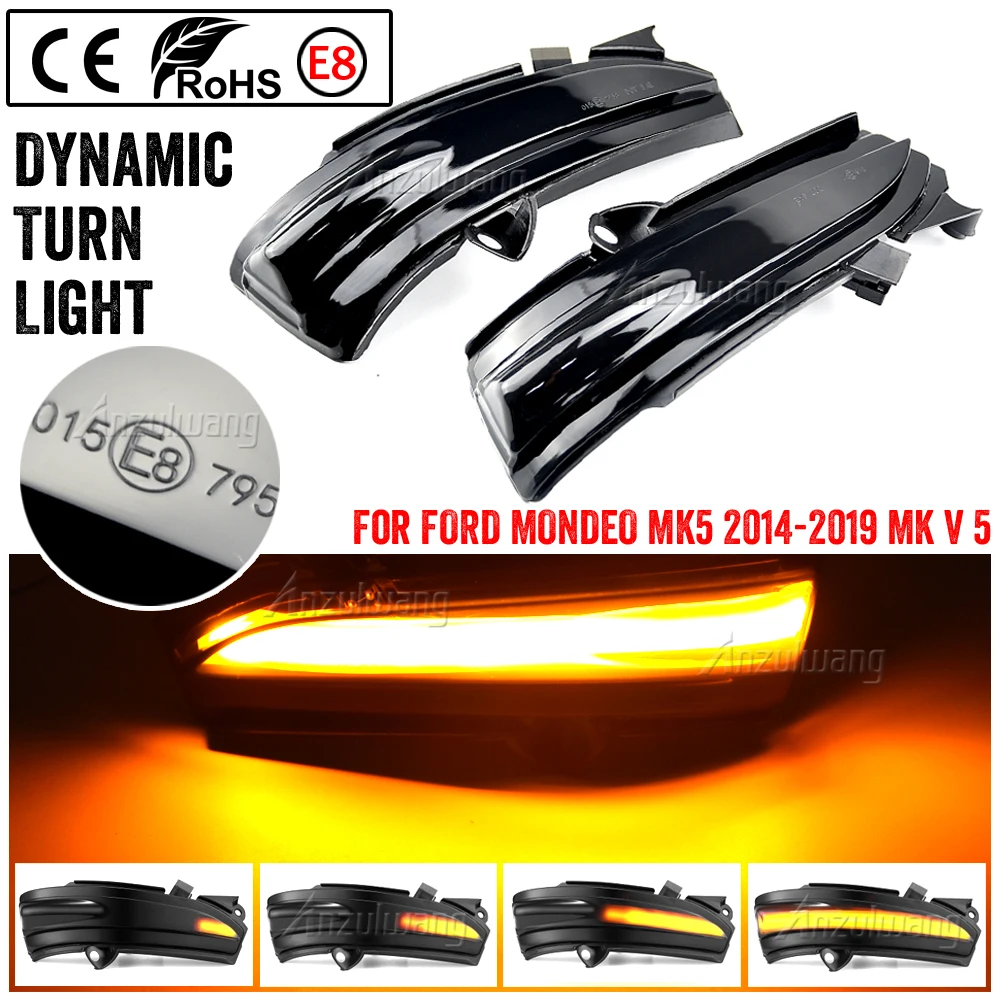 

2pcs Flowing Turn Signal Light LED Side Wing Rearview Mirror Dynamic Indicator Blinker For Ford Mondeo MK5 2014-2019 MK V 5