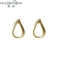 fashion simple elegant dangle matt gold color shiny hanging drop earrings for women girls charm party brass jewelry accessory