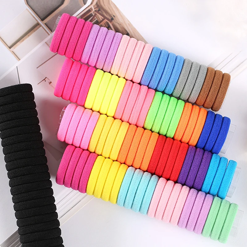 

50 / 100PCS Women Girl 4CM Candy Colors Nylon Elastic Hairbands Ponytail Holder Rubber Bands Scrunchie Headband Hair Accessories