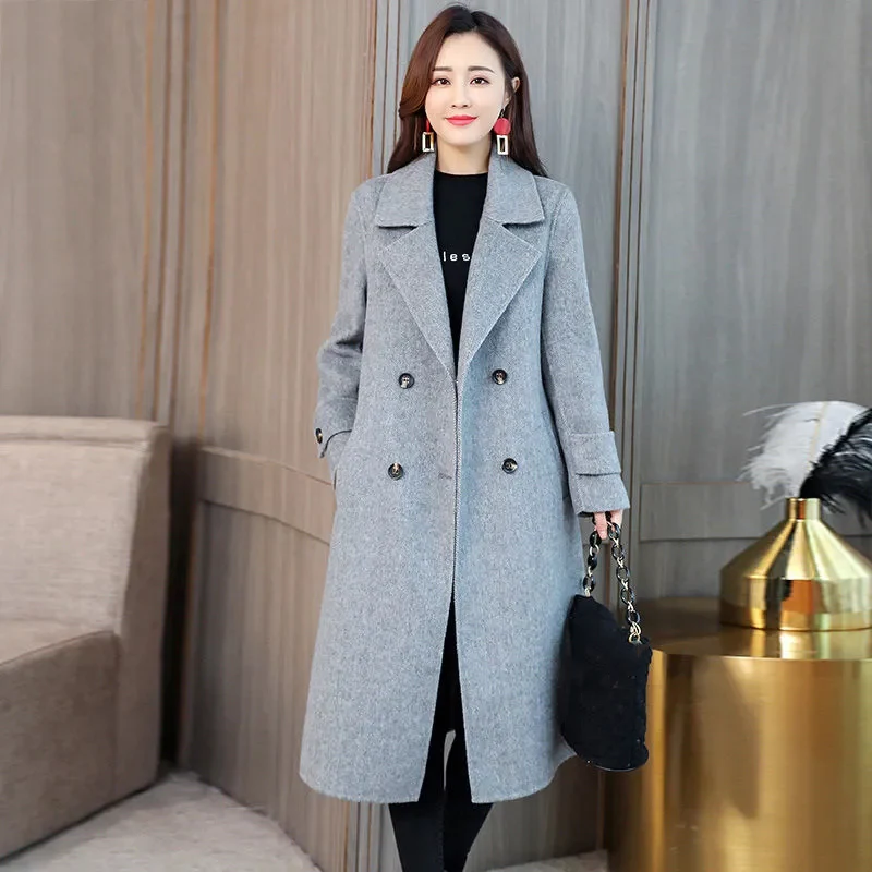 Fashion Woolen Women Jacket Autumn Winter New Mid Long Female Coat Korean Version Warm Outwear R1565 | Женская одежда