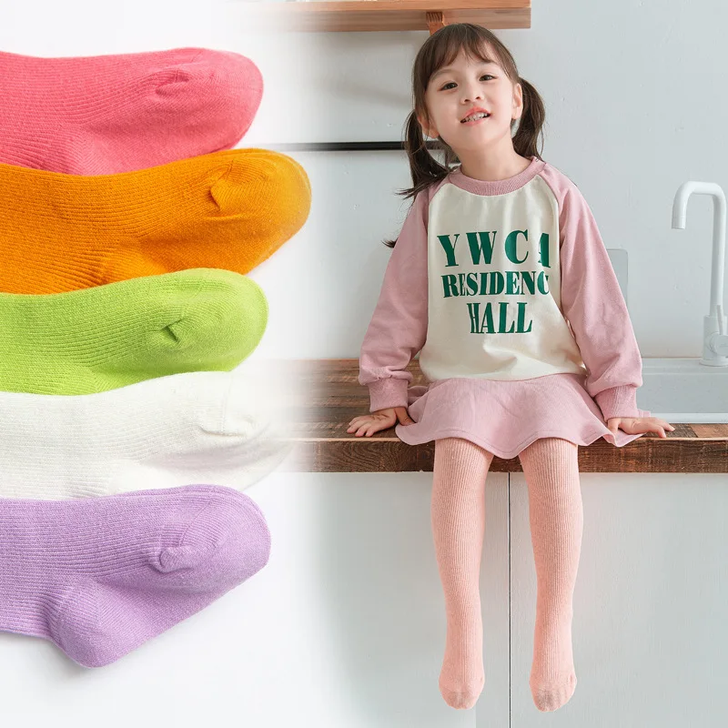 Карамельный цвет колготки для девочек в мозаичном стиле маленьких Стрейчевые