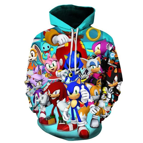 Sonic 3D Модный пуловер худи Повседневная Толстовка с длинными рукавами 3D Одежда для мальчиков и девочек тонкий стиль детский свитер с героями мультфильмов