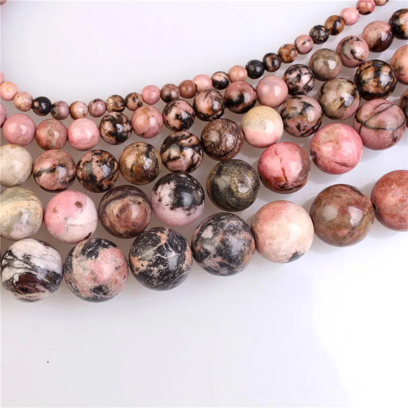 Natural Stone Red Black Rhodonite smooth Round Loose Beads 15&quot Strand 6 8 10 12MM Pick Size For Jewelry Making | Украшения и