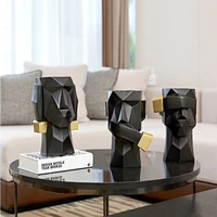 simple abstract figure statuette black resin geometric bust sculpture decoration living room bookcase ornaments home decoration