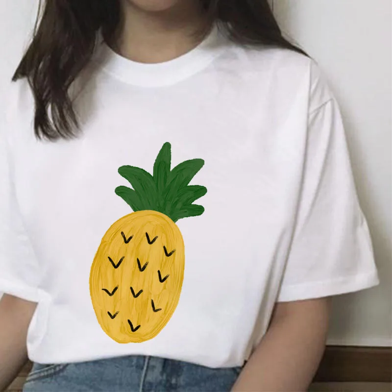 

Летняя футболка с круглым вырезом и короткими рукавами в Корейском стиле, с принтом «фрукты» футболка для женщин harajuku летняя футболка для д...