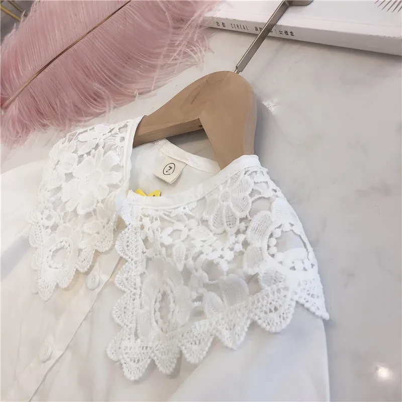 Детские белые рубашки для девочек блузки с длинными рукавами и оборками Осенняя