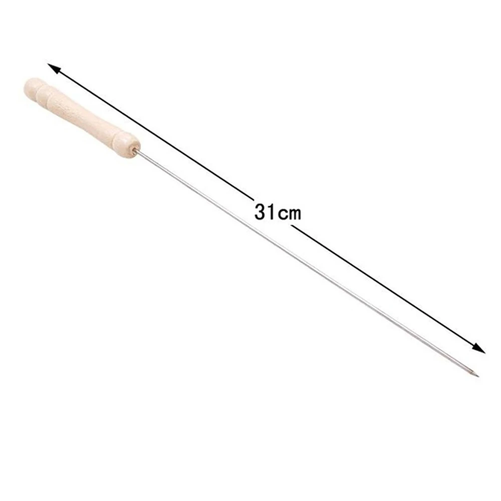 10 шт. плоская палочка для барбекю жарки и игла с деревянной ручкой Brochette Tong Kebabe