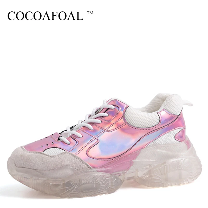 Кроссовки COCOAFOAL женские прозрачные обувь для бега на толстой подошве платформе