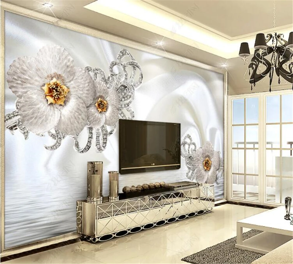 Обои beibehang под заказ европейские цветы белые роскошные украшения Шелковый водный