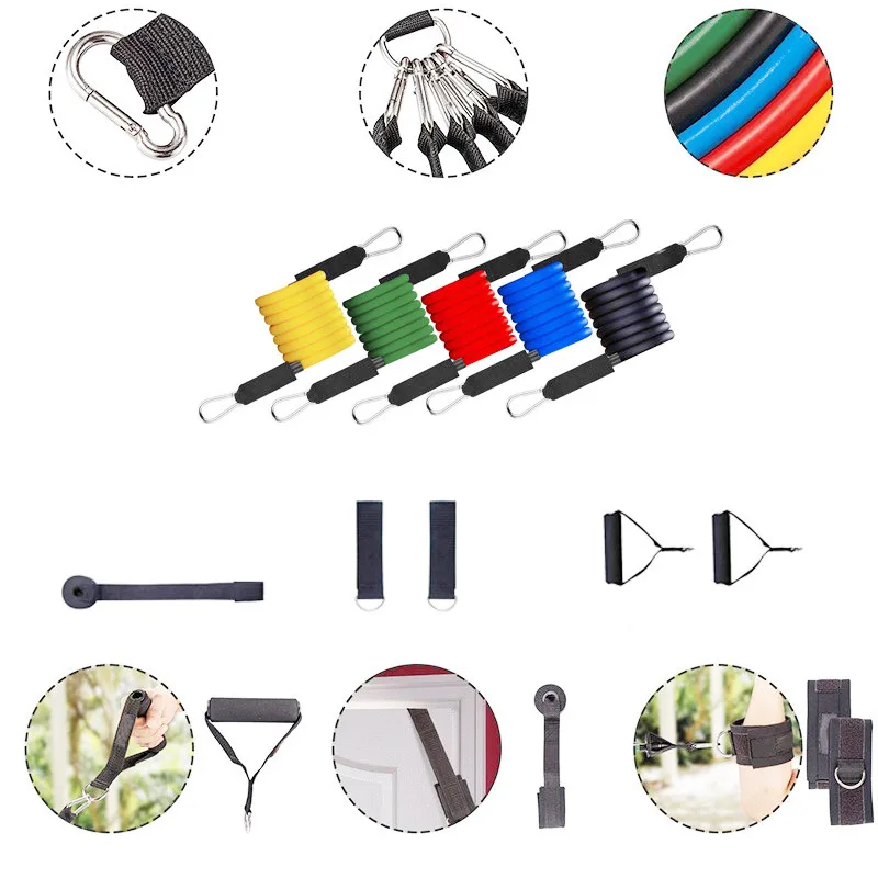 

11 Pcs/Set Latex Resistance Bands Training Exercise Yoga Tubes Pull Rope,Rubber Expander Elastic Fitness Bands Resistance Bands