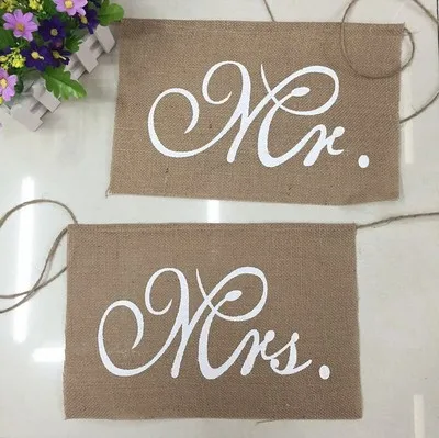 2 шт./компл. романтическое свадебное кресло знаки баннер Mr Mrs невеста жених фото
