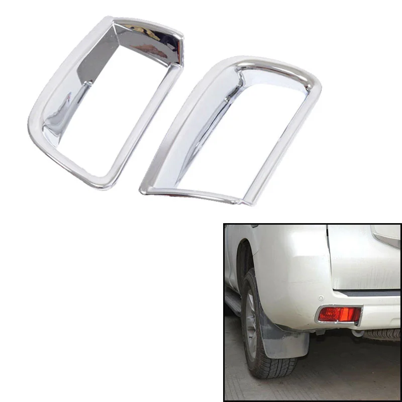 

2Pcs ABS Chrome Exterior Tail Rear Fog Light Cover Trims Decoration for Toyota Prado FJ150 2014-