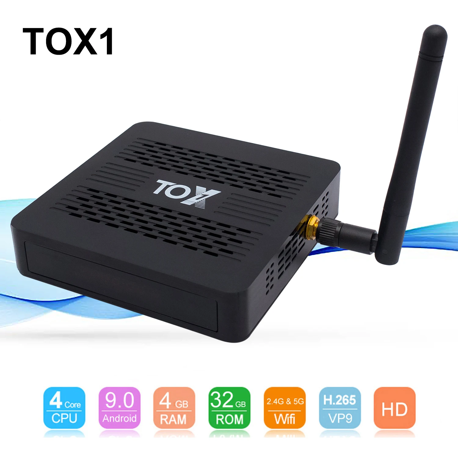 

ТВ-приставка TOX1 Smart Android 9.0 S905X3 Cortex-A55 четырехъядерный 64-разрядный медиаплеер UHD 4K 4 ГБ/32 ГБ 2,4G & 5G WiFi и 1000M LAN H.265