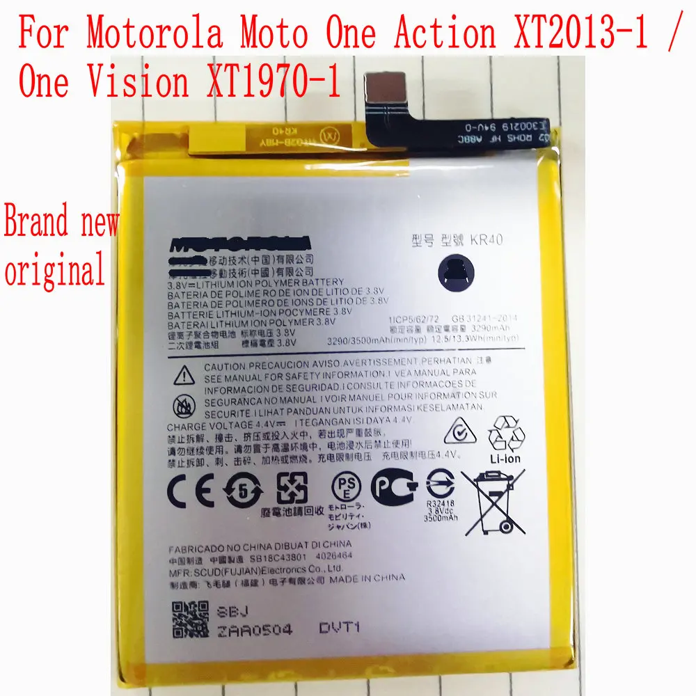 Brand new original 3290mAh/3500mAh KR40 Battery For Motorola Moto One Action XT2013-1 / Vision XT1970-1 Mobile Phone | Мобильные