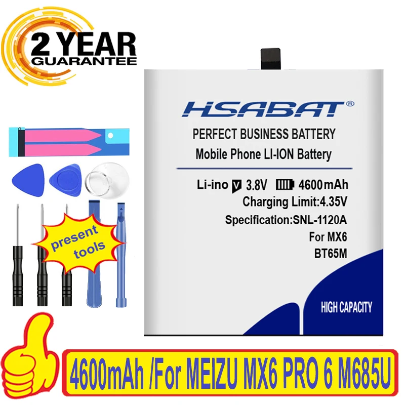 Оригинальный высокоемкий аккумулятор нулевого цикла HSABAT 4600 мАч для MEIZU MX6 PRO 6 |