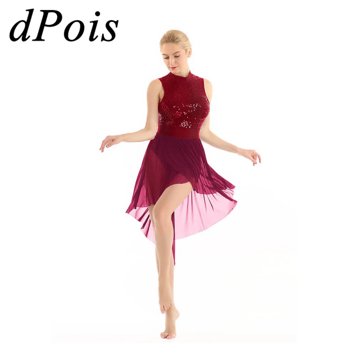 Женское платье для взрослых с лямкой на шее асимметричное балетное танцев