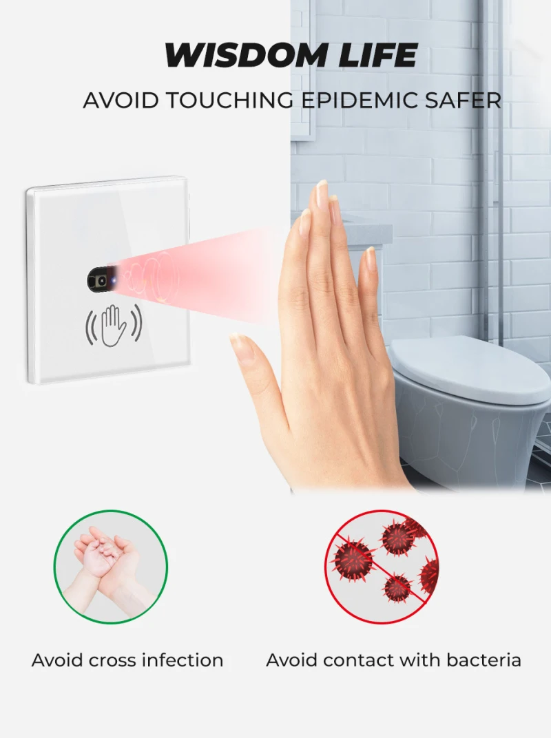 Smart Infrared Sensor Switch ON/Off No Touch Contactless Switches Door Release Exit Button With LED Indication Wall Light | Обустройство