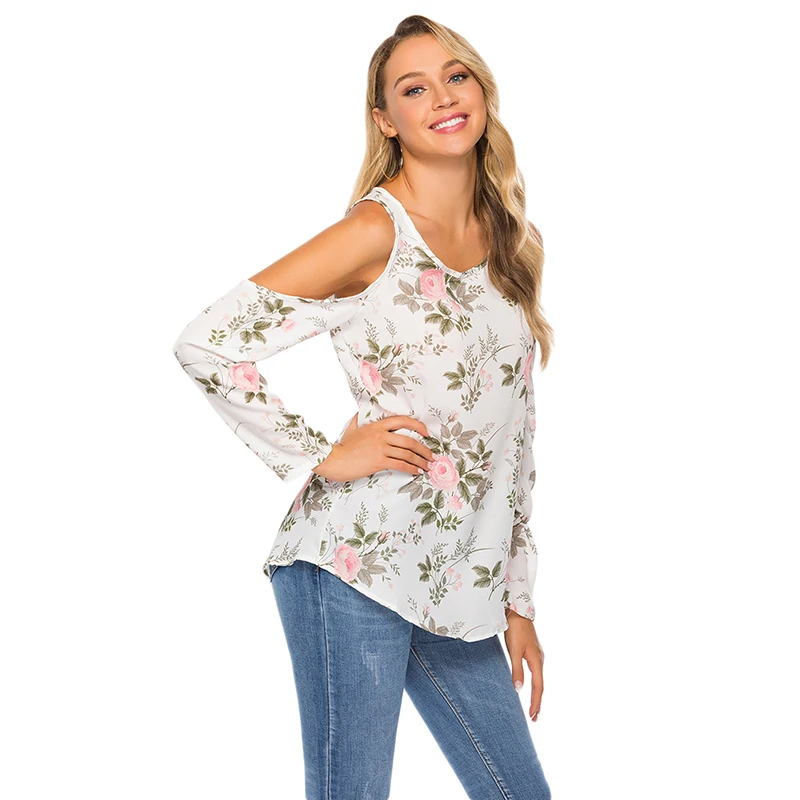 2019 повседневная женская футболка с цветочным принтом Летняя Сексуальная