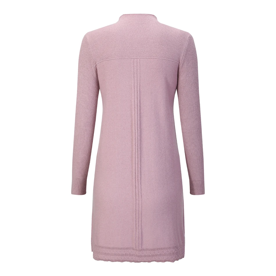RMORE Inner Mongolian Cashmere цельнокроеное платье для женщин офисный стиль элегантный дизайн весна осень пуловер 12 Калибр вязаный в SlavaStore - Цвет: Thrush Pink