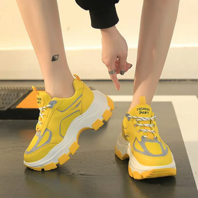 Женские кроссовки на платформе Белые Повседневные с высоким берцем