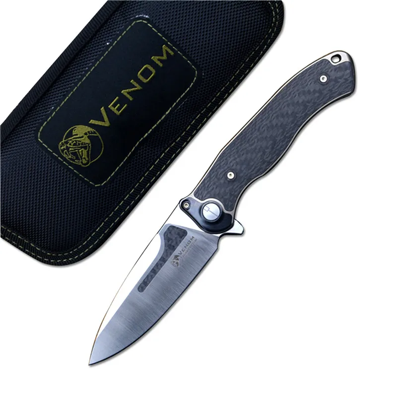 Нож Kevin John Venom M390 Bone Doctor Ti ручка из углеродного волокна с цирконием тимаскус