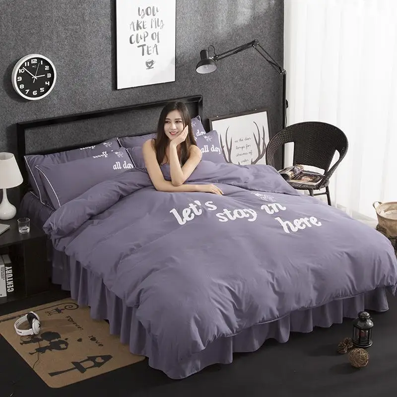 

1pcs Solid color Duvet Cover with Zipper Cotton Blend Quilt Cover Twin Full Queen King Size Comforter Cover Free Shipping